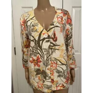 Vintage Coldwater Creek Floral Cardigan, Size XL